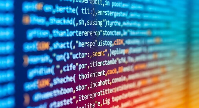 Colorful coding background, software development concept, programming code, digital gradient