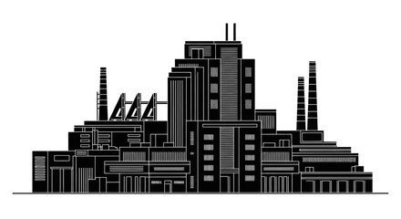 Obraz premium Factory silhouette, industrial plant skyline ? manufacturing and production concept