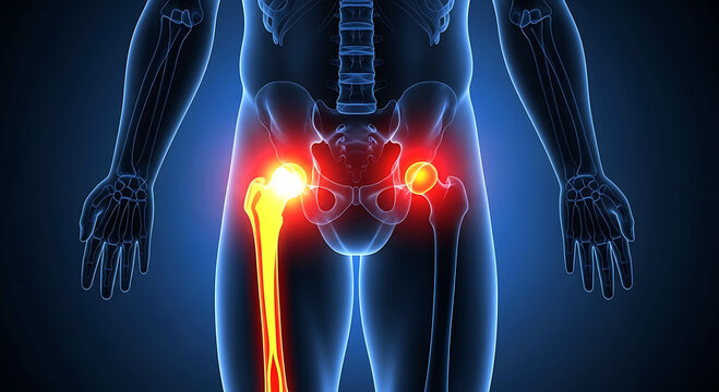 Human joint pain anatomy illustration pelvis inflammation medical concept