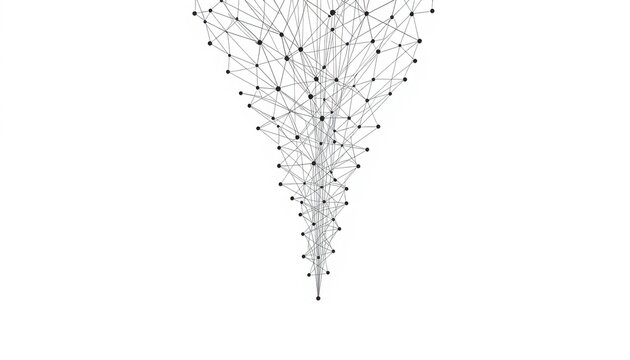 Abstract funnel shape formed by a cloud of interconnected dots and lines with network architecture network topology abstract connection information technology structure expansion background