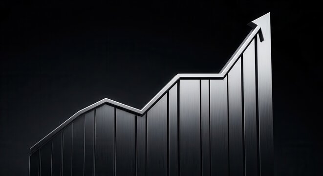 Metallic Ascending Line Graph Showing Business Growth