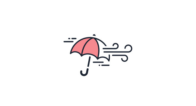 Umbrella in the strong wind.