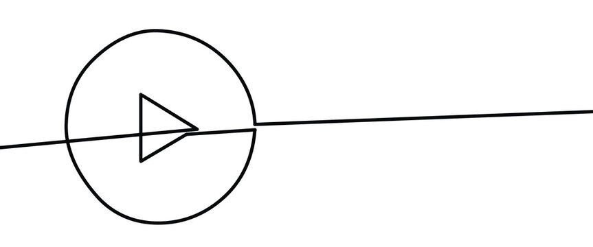 One continuous line art image of the Play button sign