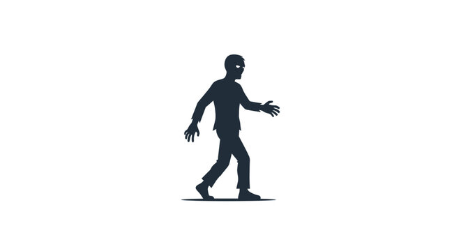 Walking Zombie Silhouette Figure.