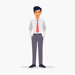 Obraz premium Young Asian Businessman Standing with Hands in Pockets