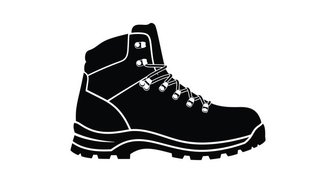 Hiking boot silhouette on a white background silhouette high quality professional detailed
