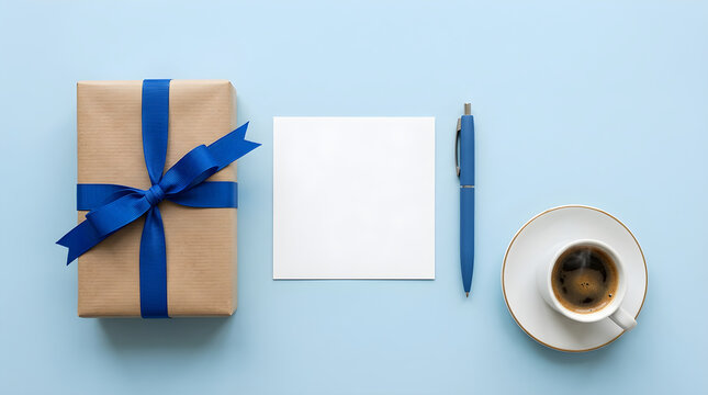 Happy father's day gift coffee and card celebrating dad's special day