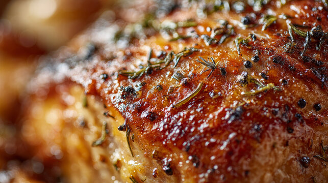 Buttery crust with herb flecks (rosemary, thyme, parsley) and cracked black pepper, tiny streaks of pan jus shining in the crevices