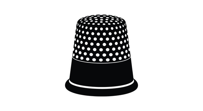 Metal thimble with dotted pattern isolated black silhouette high quality professional detailed