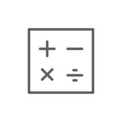 Fototapeta premium Minimalist Outline Vector Illustration of a Calculator Icon with Math Symbols Representing Accounting, Finance, Mathematics, and Business Calculations for Web Design. 