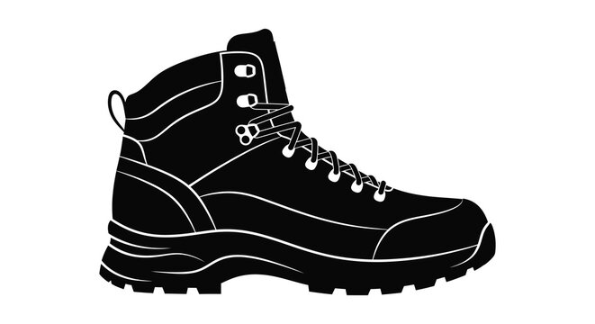 Hiking boot silhouette on a white background silhouette high quality professional detailed