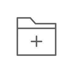 Obraz premium Minimalist Outline Vector Illustration of a Folder Icon with a Plus Sign Representing Add New Folder, File Storage, and Organization. 