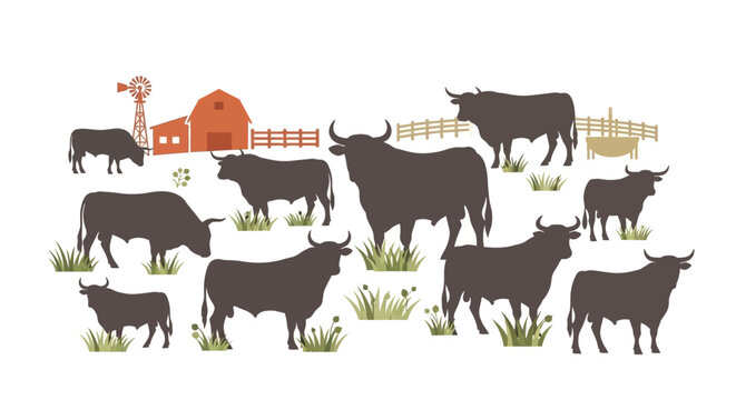 Herd of cattle standing together outdoors.