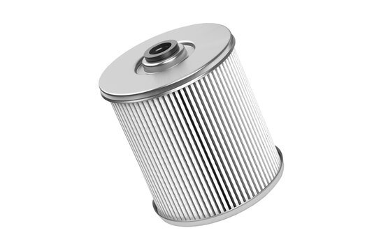 High quality replacement car oil and fuel filter element isolated on white background