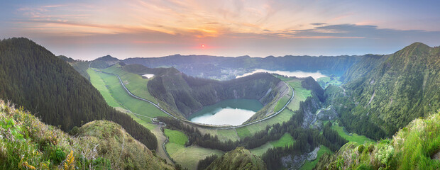 Plakat Sao Miguel Island and lake Ponta Delgada, Azores