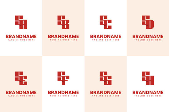 Letters SA SB SC SD SE SF SG SH Logo Monogram Set
