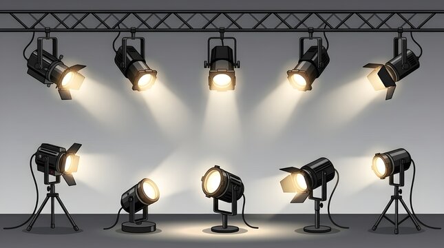 professional stage lighting setup on truss