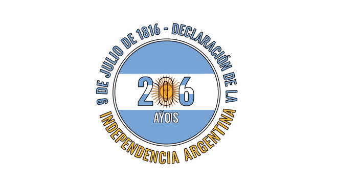 Argentina Independence Day 206 Years Celebration Emblem