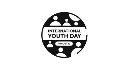 Obraz premium International Youth Day August 12 Logo - Diverse People Silhouette Circle