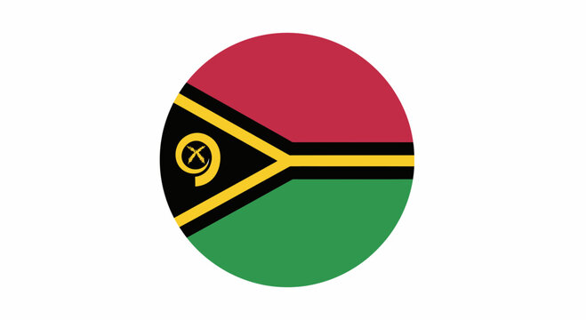 Vanuatu Flag Circle Icon on White Background
