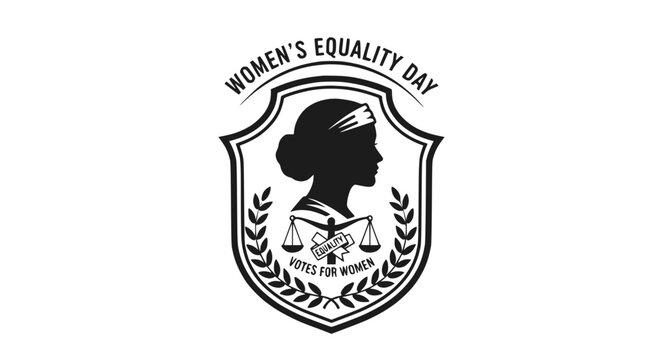 Women's Equality Day Emblem: Female Silhouette, Scales of Justice, Votes for Women
