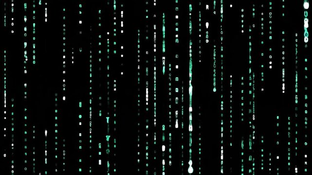 A mesmerizing digital cascade of green code streams against a stark black background, evoking a sense of technological complexity and futuristic data flow.