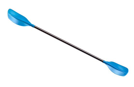 Blue Double-Bladed Kayak Paddle with Black Shaft Isolated on White Background