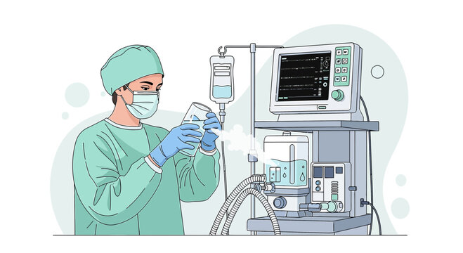 Doctor preparing medical equipment for patient care in hospital
