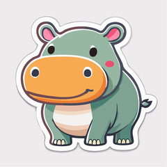 Fototapeta premium Cute Cartoon Hippo Sticker