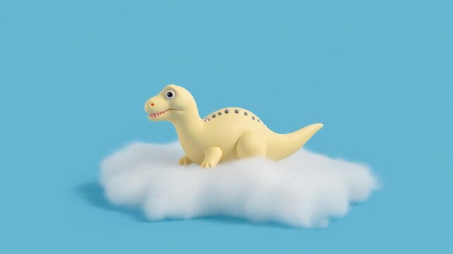 Cute Yellow Dinosaur Sitting on a Cloud Generative AI