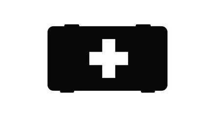 Obraz premium First aid kit silhouette with white cross on a white background silhouette