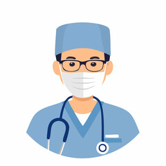 Fototapeta premium Doctor Wearing Surgical Mask and Stethoscope
