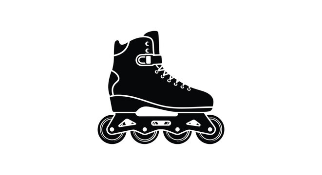 Inline roller skate silhouette on a white background high quality professional detailed