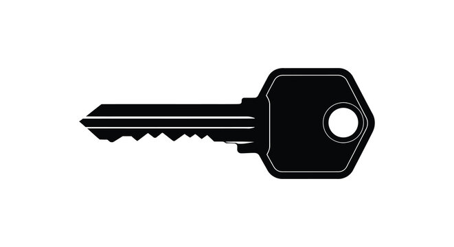 Classic metal door key with jagged blade black silhouette high quality professional