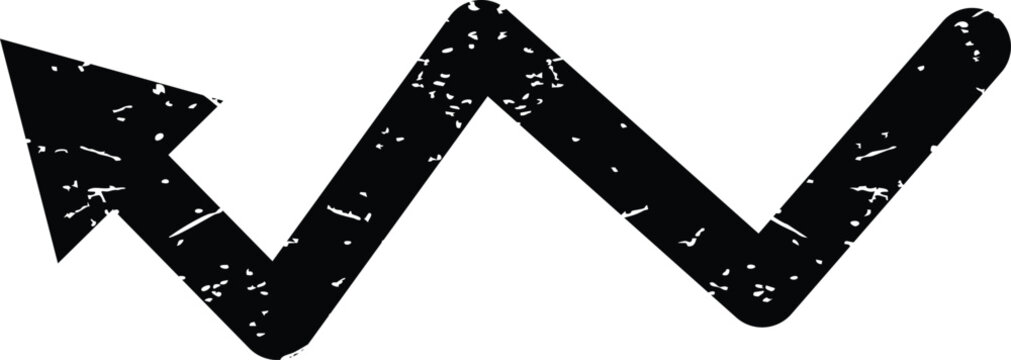 Black zigzag arrow pointing right with grunge texture