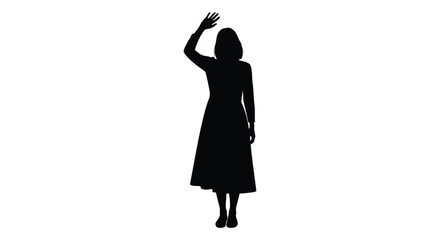 Woman waving hand in greeting full body silhouette high quality professional detailed © AL-AMIN