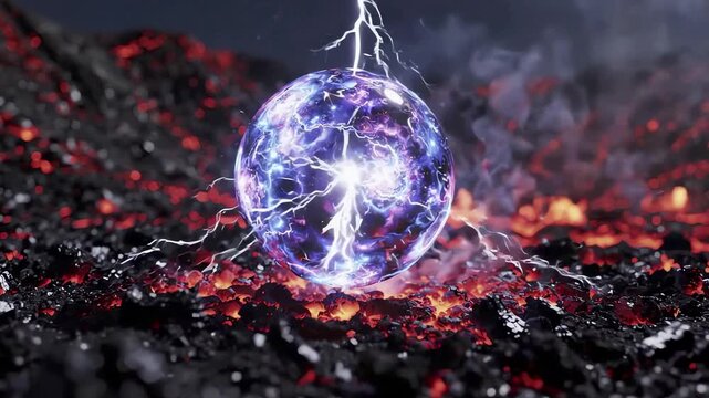 4K Cinematic Energy Sphere Animation Lightning Effect for Commercial Use