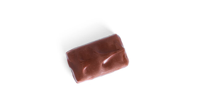 Chocolate bar with nougat isolated on a white background.