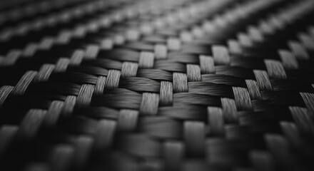 Obraz premium Macro close-up of woven carbon fiber texture