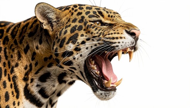 Fierce Leopard Roaring Close Up Representing Power and Dominance