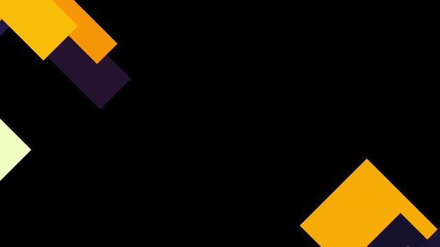 黒背景にオレンジとネイビーの太い幾何学ブロックが交差する抽象デザイン。ダイナミックなデータ視覚化とハイテク構成を象徴する背景素材。