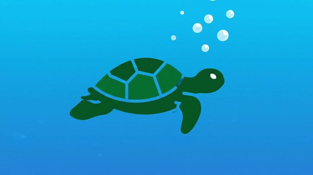 Minimal Turtle Animation Walking In Loop With Clean Flat Design For Conservation Theme