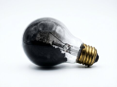 Lightbulb filled with dense black ash