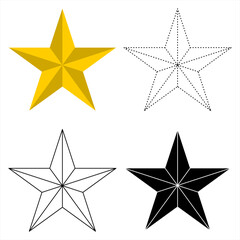 Obraz premium Golden star vector set flat icon rating success concept isolated on white background symbol of excellence quality achievement rank win for reward winner decoration graphic element design.
