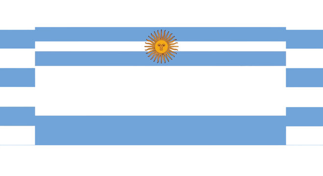 Argentinian Flag with Sun Emblem - Horizontal Design with Copy Space