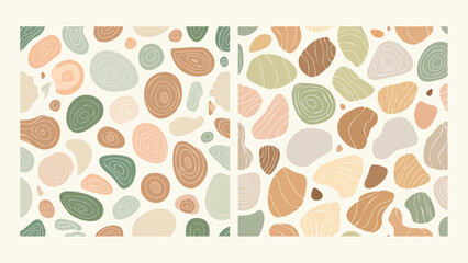 Fototapeta premium Modern Organic Abstract Shapes Seamless Pattern Background Set with Earthy Pastel Colors for Contemporary Decor and Creative Designs