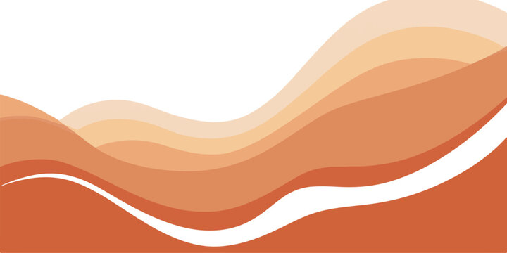 Abstract flowing undulating organic wavy layers of warm orange and peach colors creating a gentle layered landscape or topographic map design isolated on transparent background