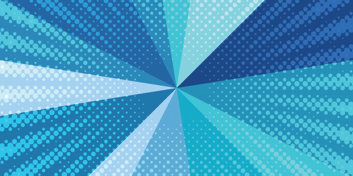 Blue Comic Style Sunburst Vector Background
