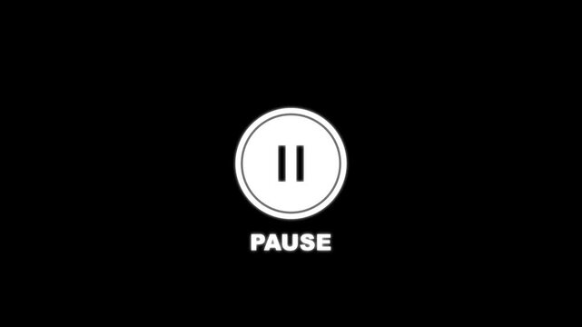 Glowing line pause button. pause animated icon .pause button in circle, video pose or play button sign.4k animation video.