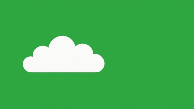 White cloud drifting on green screen, simple vector style
